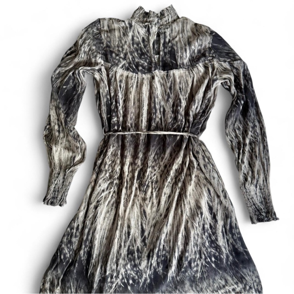 ALL SAINTS Feather Print Dress in Gauze Crepe, fits 0-4, RARE! 🪶 - Picture 6 of 9